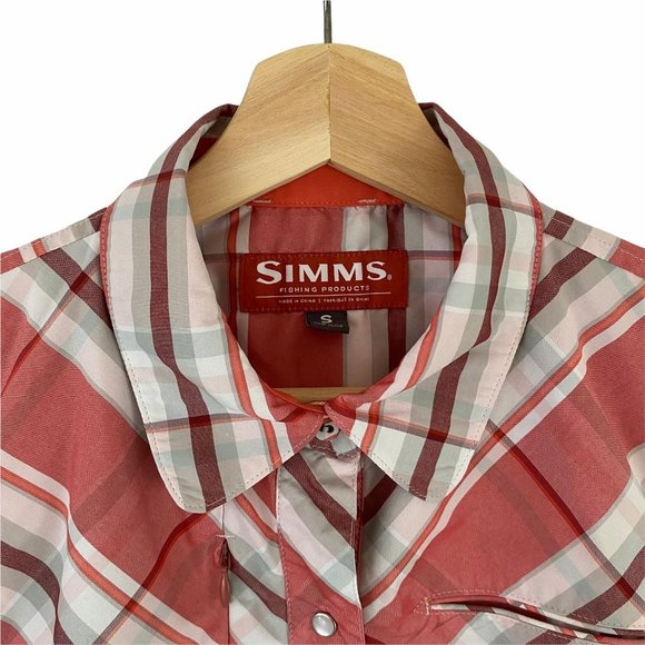 Simms Fishing Womens Size Small Big Sky Long Sleeve Plaid Pearl Snap-Front Shirt - Picture 3 of 9